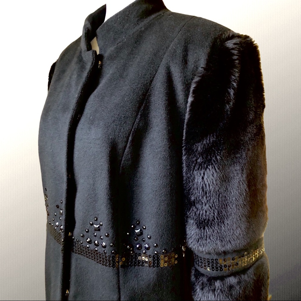 American Glamour by Badgley Mischka Black Overcoat